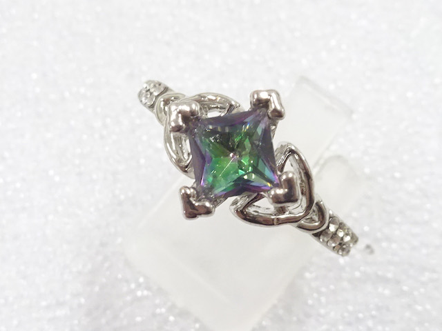 JAPANESE KIMONO / ANTIQUE COLORED STONE RING (SIZE 19)